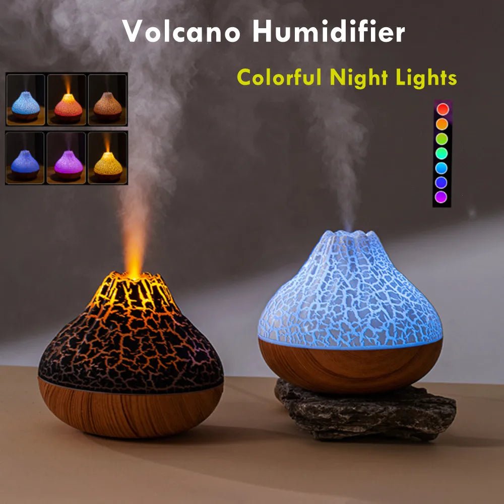 1pc 300ML USB Air Humidifier Small Volcano Humidifier with Colorful Night Lights, Simulation Colorful Flame Humidifier - TonicTrove