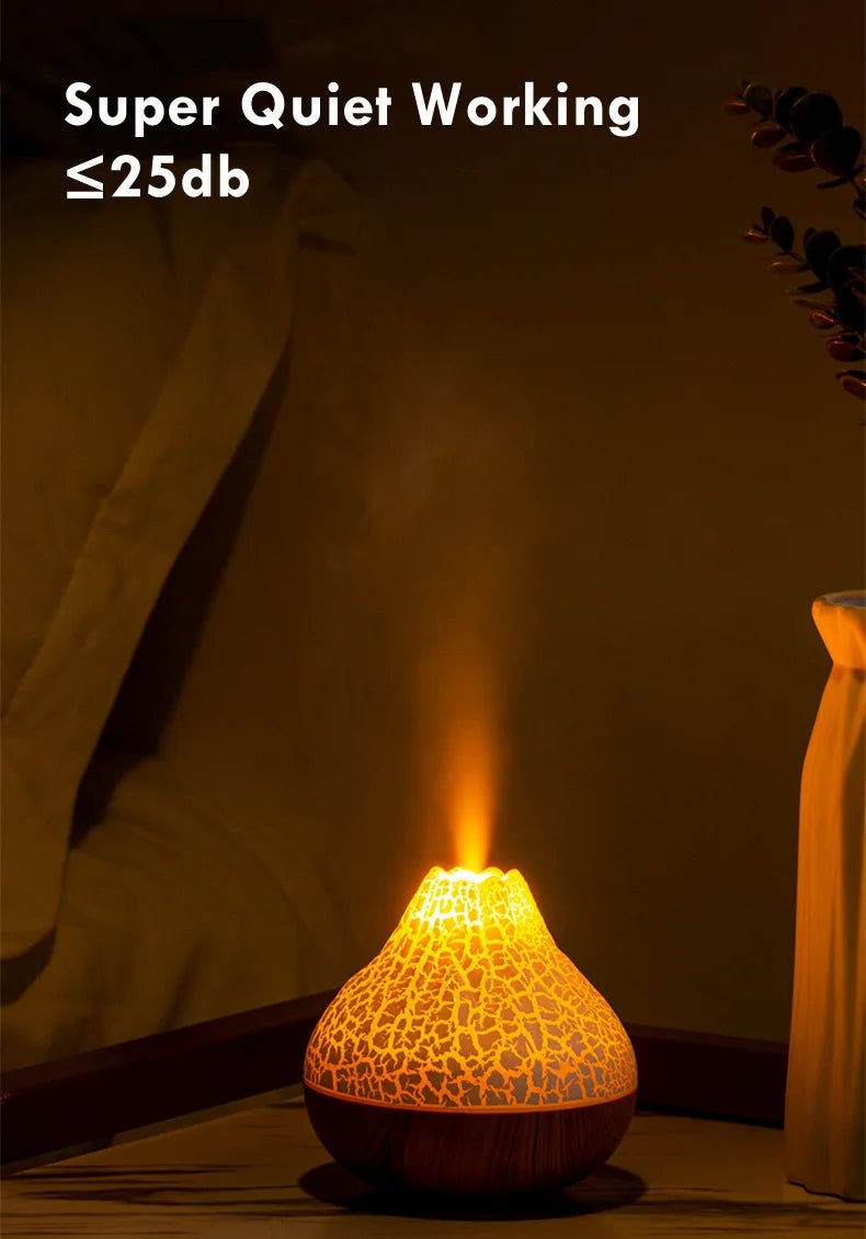 1pc 300ML USB Air Humidifier Small Volcano Humidifier with Colorful Night Lights, Simulation Colorful Flame Humidifier - TonicTrove
