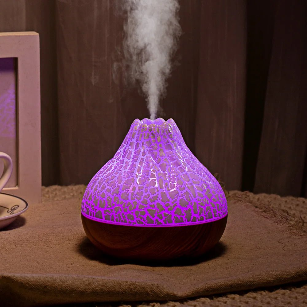 1pc 300ML USB Air Humidifier Small Volcano Humidifier with Colorful Night Lights, Simulation Colorful Flame Humidifier - TonicTrove