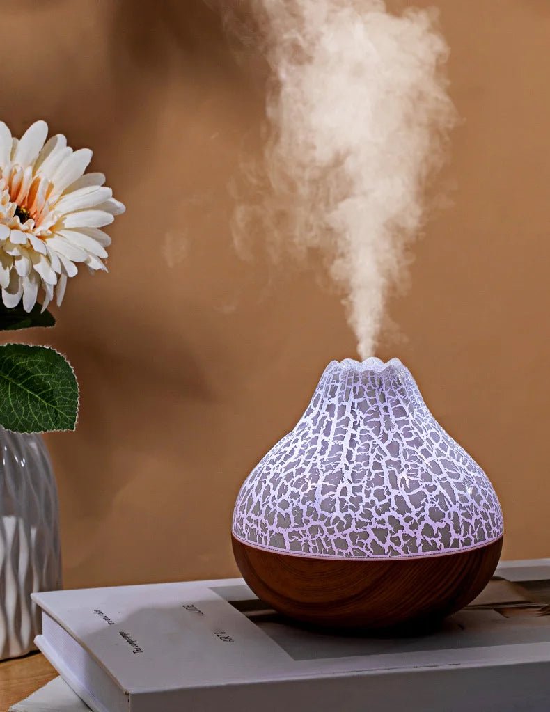 1pc 300ML USB Air Humidifier Small Volcano Humidifier with Colorful Night Lights, Simulation Colorful Flame Humidifier - TonicTrove