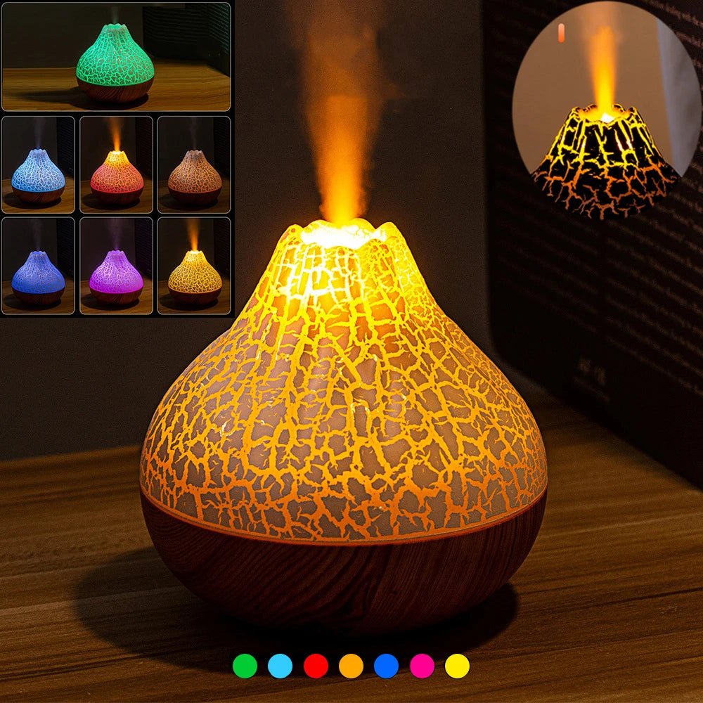 1pc 300ML USB Air Humidifier Small Volcano Humidifier with Colorful Night Lights, Simulation Colorful Flame Humidifier - TonicTrove