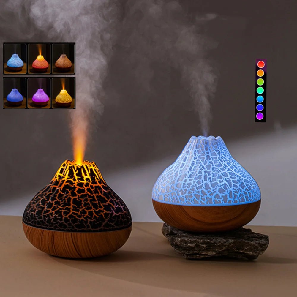 1pc 300ML USB Air Humidifier Small Volcano Humidifier with Colorful Night Lights, Simulation Colorful Flame Humidifier - TonicTrove