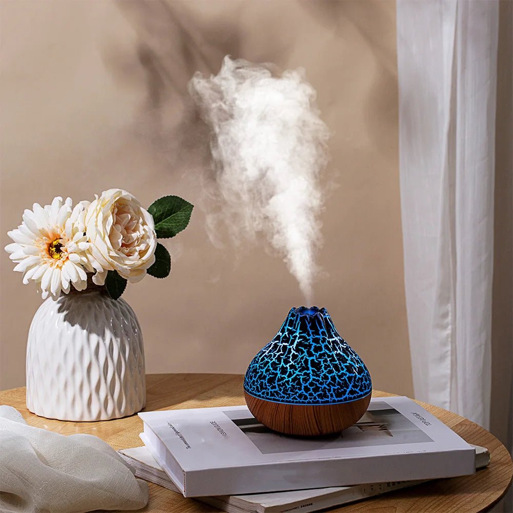 1pc 300ML USB Air Humidifier Small Volcano Humidifier with Colorful Night Lights, Simulation Colorful Flame Humidifier - TonicTrove