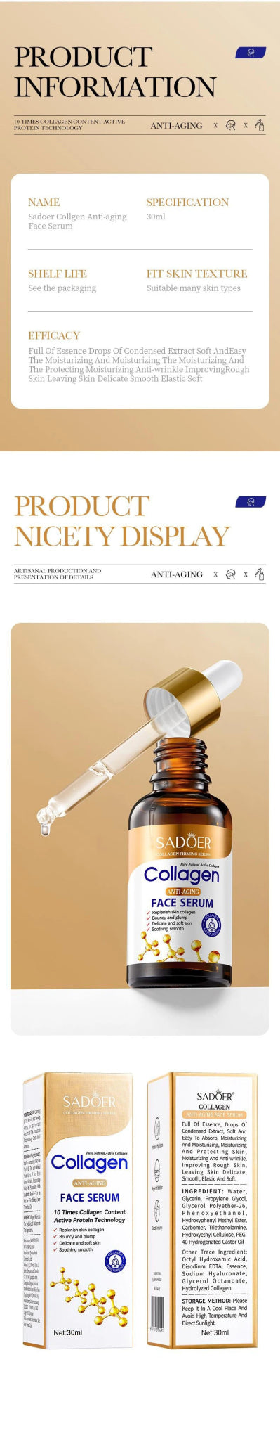 3pcs Collagen Face Serum skincare Facial Essence Liquid Firming Moisturizing Nourishing Facial Serum Skin Care - TonicTrove