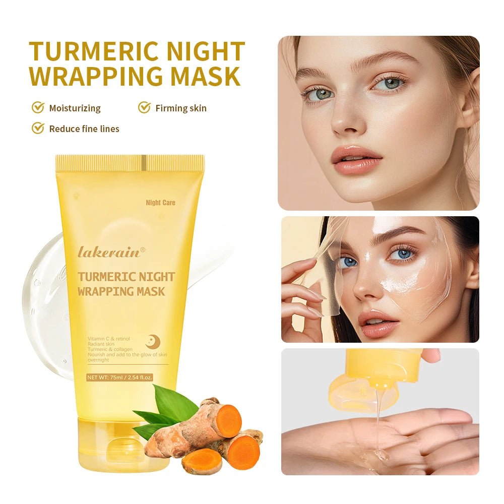 75ml Turmeric Night Wrapping Mask Collagen Face Mask Collagen Deep Hydration Moisturizing Sleeping Peel Off Mask Skin Care - TonicTrove