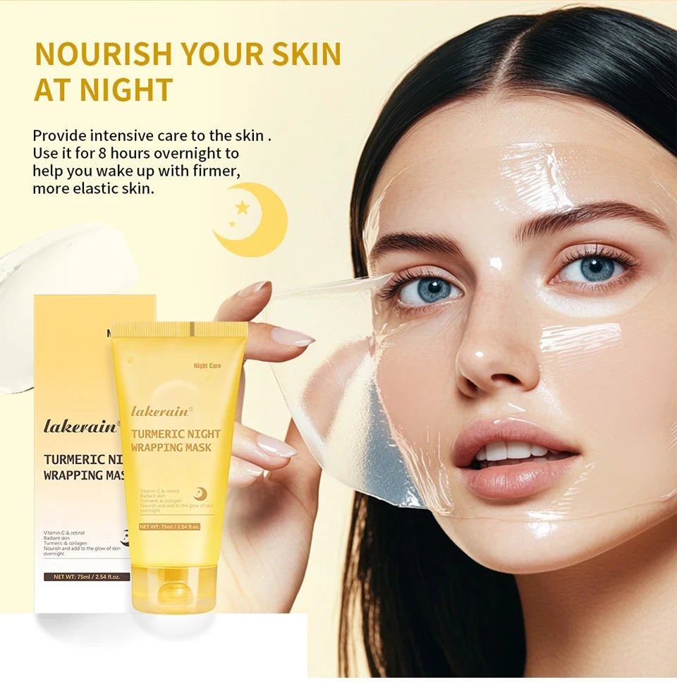 75ml Turmeric Night Wrapping Mask Collagen Face Mask Collagen Deep Hydration Moisturizing Sleeping Peel Off Mask Skin Care - TonicTrove