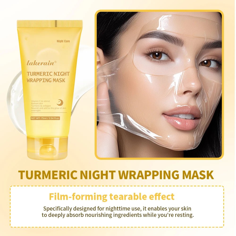 75ml Turmeric Night Wrapping Mask Collagen Face Mask Collagen Deep Hydration Moisturizing Sleeping Peel Off Mask Skin Care - TonicTrove