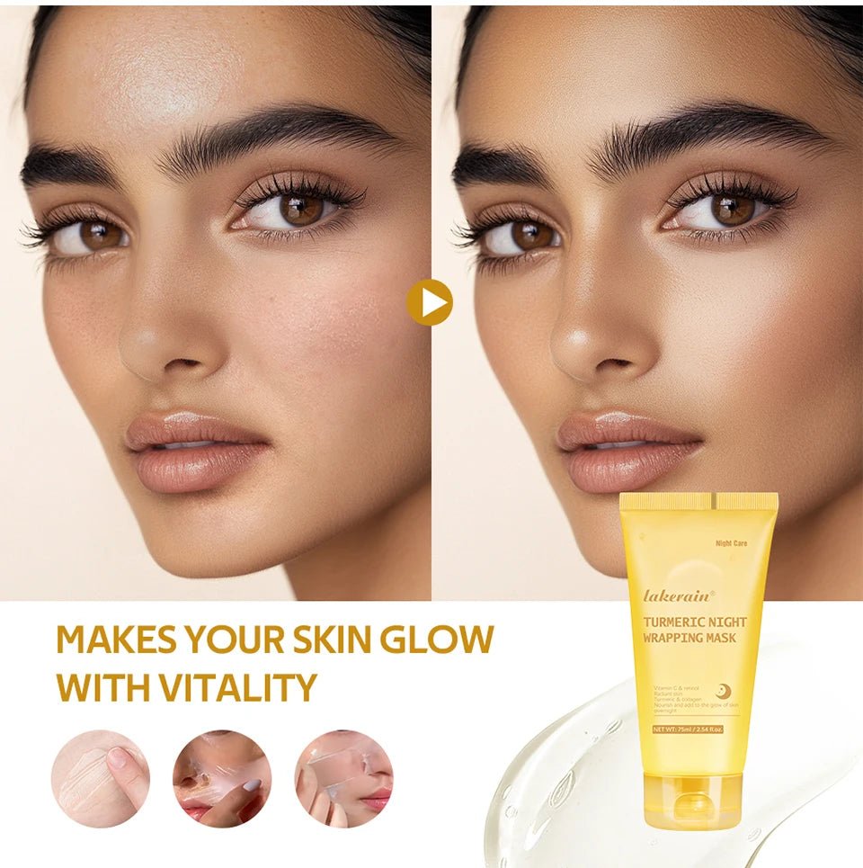 75ml Turmeric Night Wrapping Mask Collagen Face Mask Collagen Deep Hydration Moisturizing Sleeping Peel Off Mask Skin Care - TonicTrove