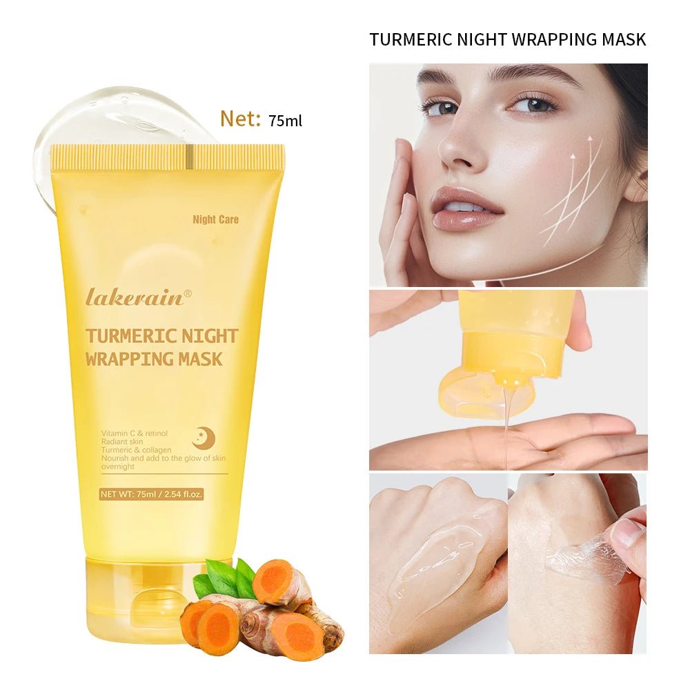 75ml Turmeric Night Wrapping Mask Collagen Face Mask Collagen Deep Hydration Moisturizing Sleeping Peel Off Mask Skin Care - TonicTrove