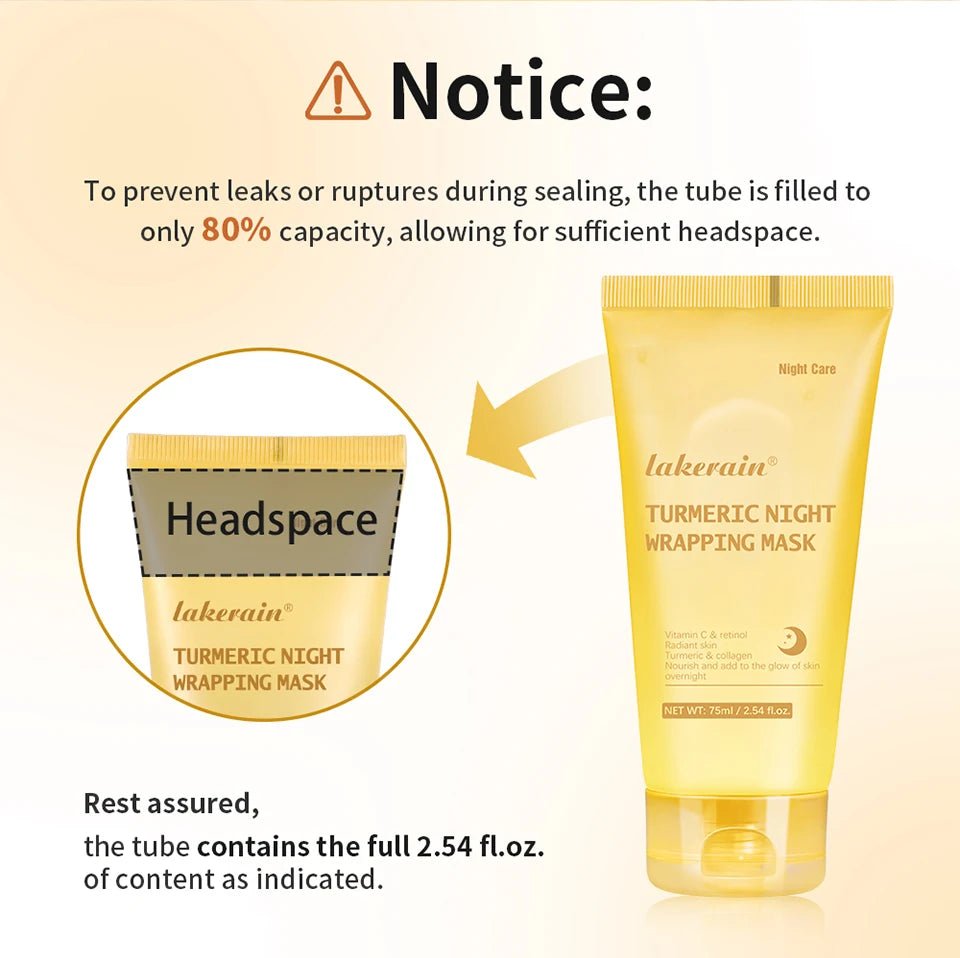 75ml Turmeric Night Wrapping Mask Collagen Face Mask Collagen Deep Hydration Moisturizing Sleeping Peel Off Mask Skin Care - TonicTrove
