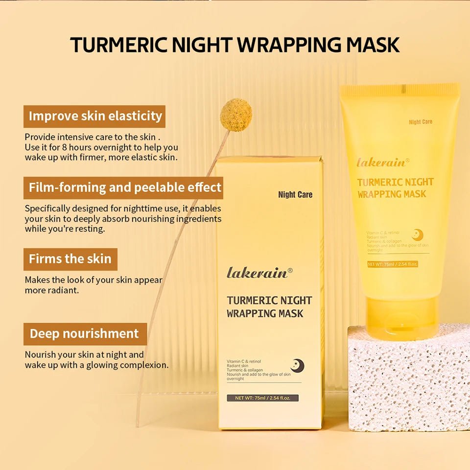 75ml Turmeric Night Wrapping Mask Collagen Face Mask Collagen Deep Hydration Moisturizing Sleeping Peel Off Mask Skin Care - TonicTrove