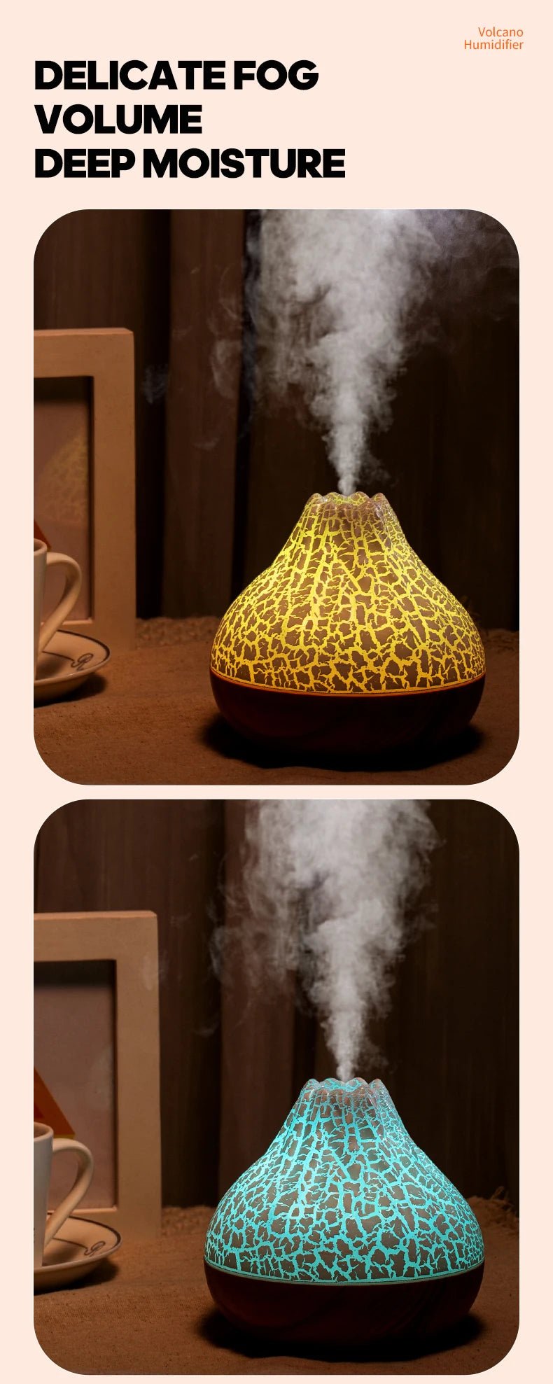 Multi choice light up Colourful Volcano Air Humidifier 300ml - TonicTrove
