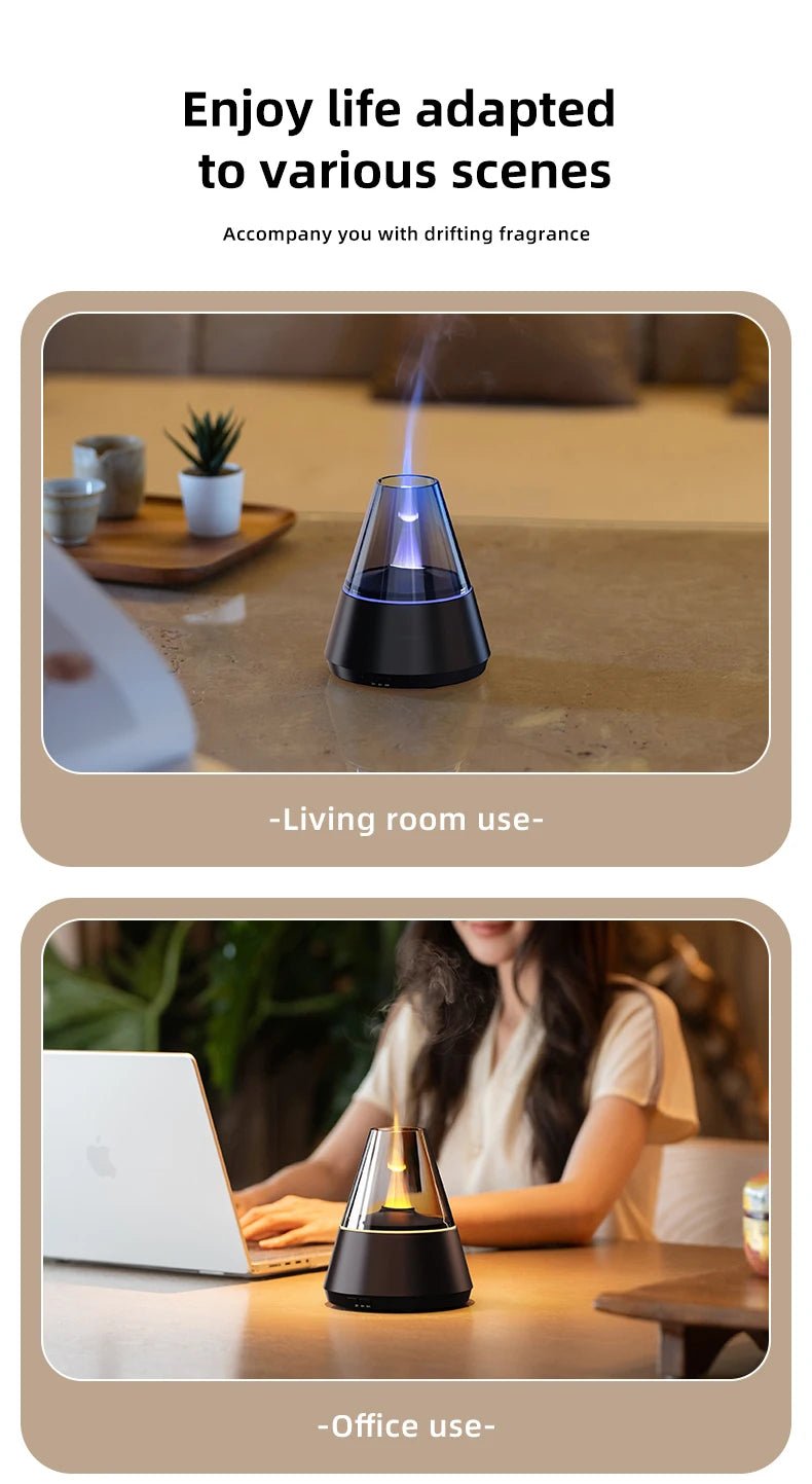 New Home Mini Simulated Candle Flame Aroma Diffuser with Colorful Night Lights 150ml Water Tank USB Air Humidifier 3 - speed Timer - TonicTrove