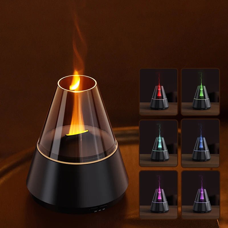 New Home Mini Simulated Candle Flame Aroma Diffuser with Colorful Night Lights 150ml Water Tank USB Air Humidifier 3 - speed Timer - TonicTrove