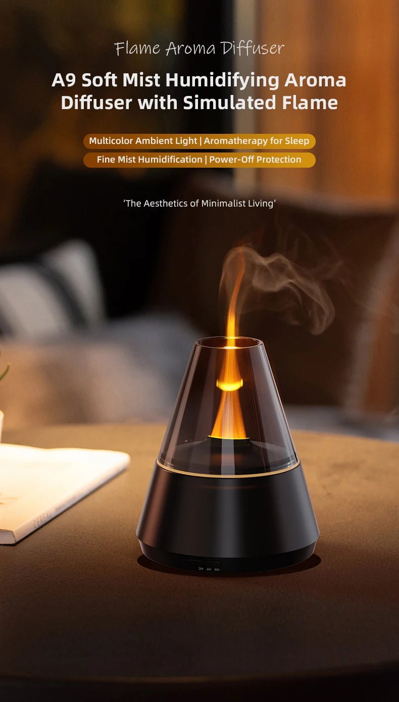 New Home Mini Simulated Candle Flame Aroma Diffuser with Colorful Night Lights 150ml Water Tank USB Air Humidifier 3 - speed Timer - TonicTrove
