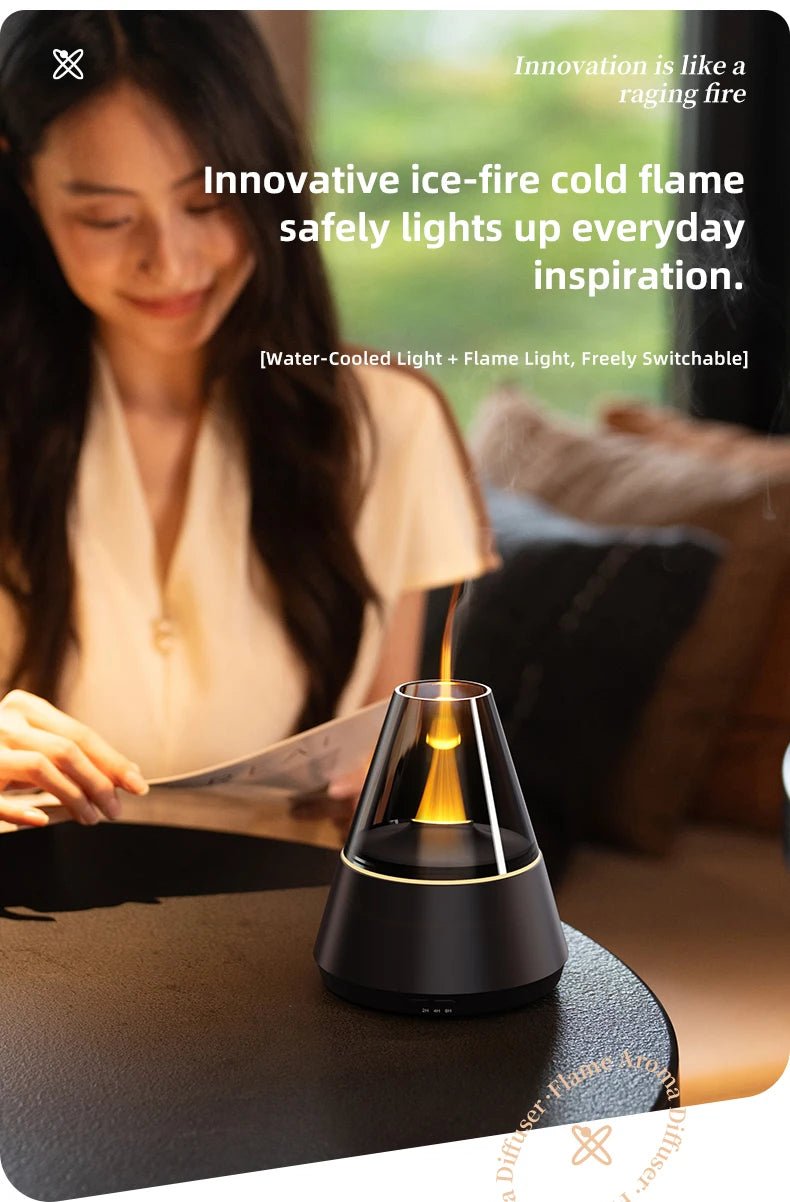 New Home Mini Simulated Candle Flame Aroma Diffuser with Colorful Night Lights 150ml Water Tank USB Air Humidifier 3 - speed Timer - TonicTrove