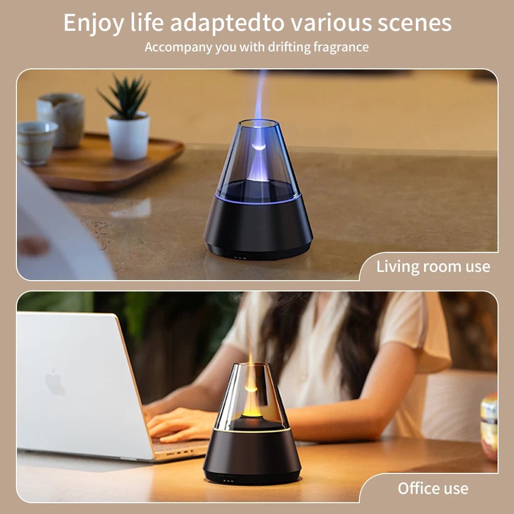 New Home Mini Simulated Candle Flame Aroma Diffuser with Colorful Night Lights 150ml Water Tank USB Air Humidifier 3 - speed Timer - TonicTrove
