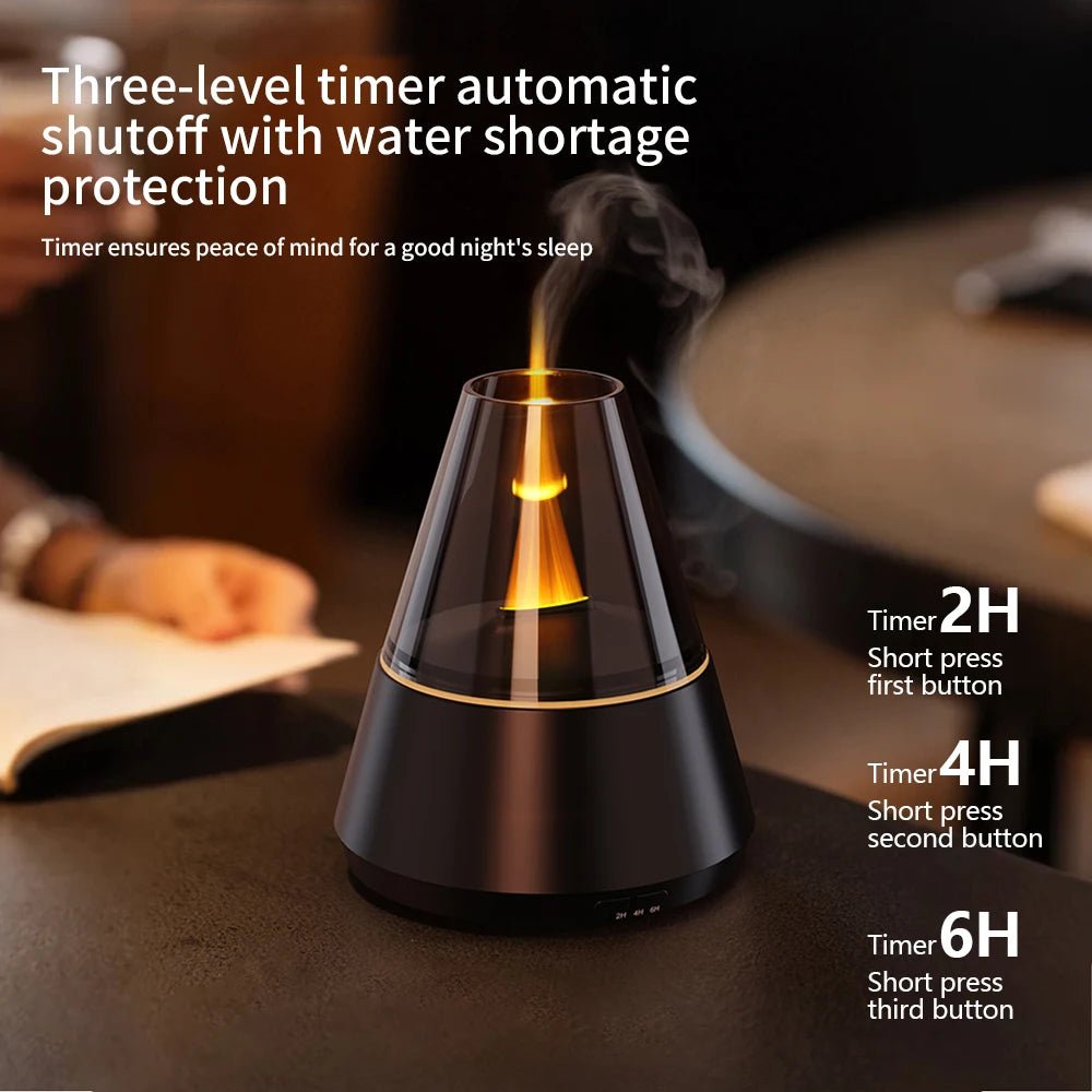New Home Mini Simulated Candle Flame Aroma Diffuser with Colorful Night Lights 150ml Water Tank USB Air Humidifier 3 - speed Timer - TonicTrove