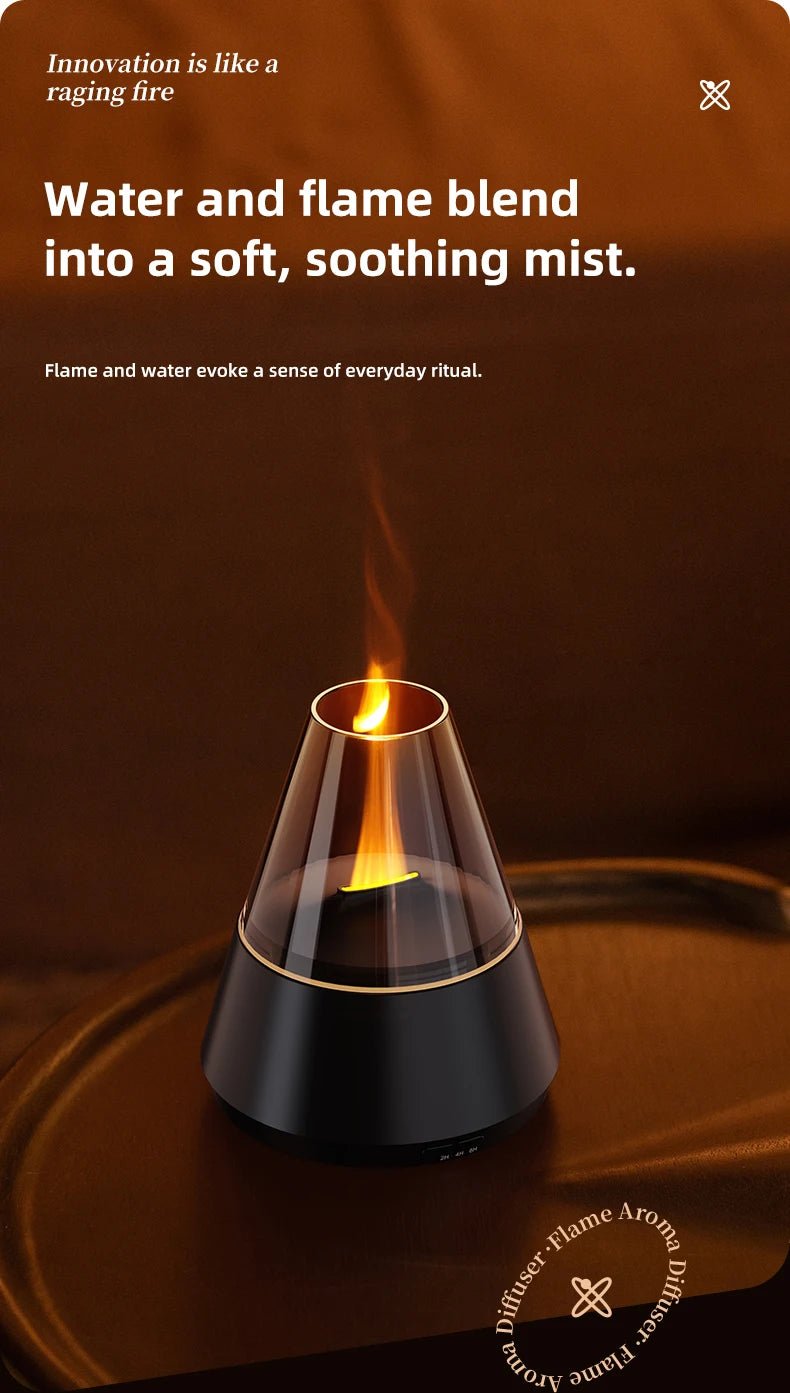 New Home Mini Simulated Candle Flame Aroma Diffuser with Colorful Night Lights 150ml Water Tank USB Air Humidifier 3 - speed Timer - TonicTrove