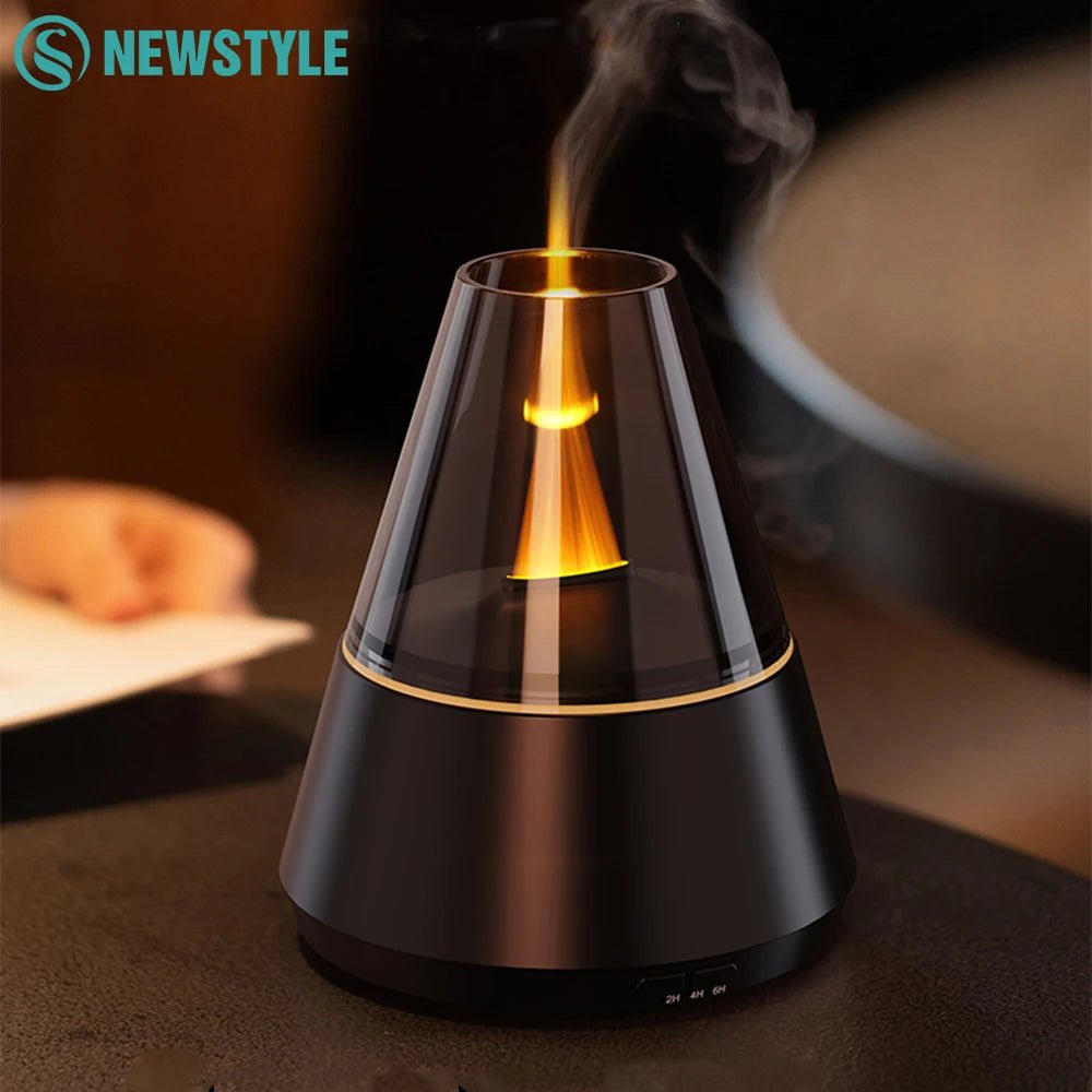 New Home Mini Simulated Candle Flame Aroma Diffuser with Colorful Night Lights 150ml Water Tank USB Air Humidifier 3 - speed Timer - TonicTrove