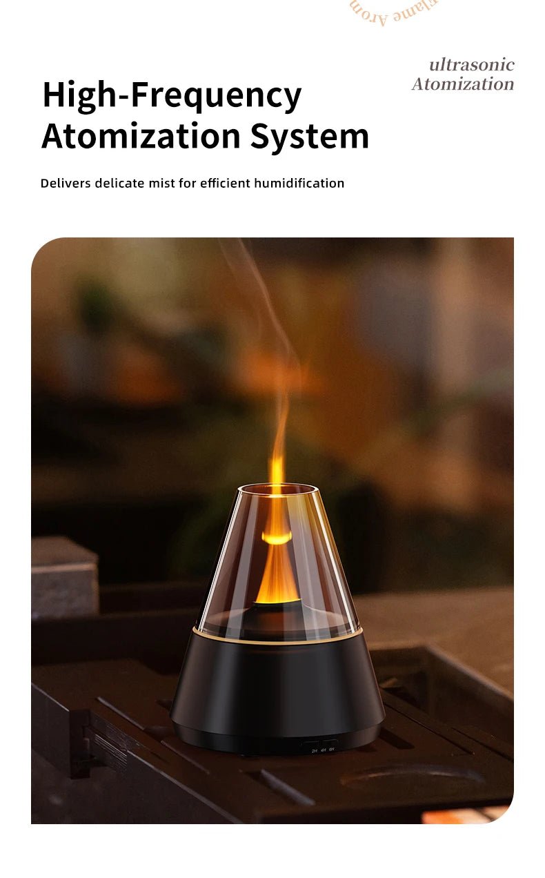 New Home Mini Simulated Candle Flame Aroma Diffuser with Colorful Night Lights 150ml Water Tank USB Air Humidifier 3 - speed Timer - TonicTrove