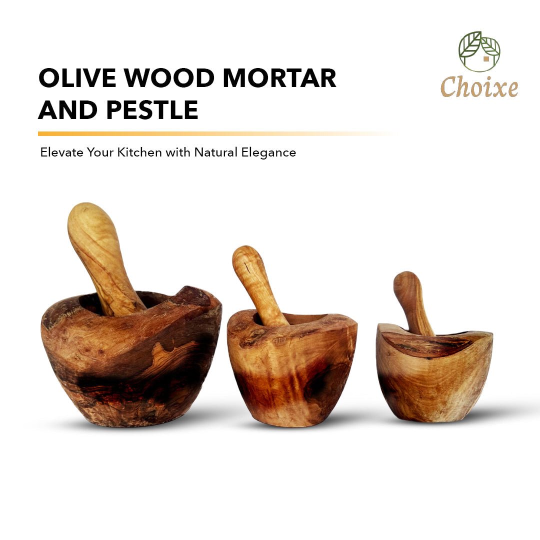 Olive Wood Rustic Mortar and Pestle - TonicTrove