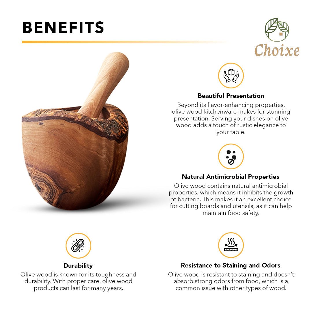 Olive Wood Rustic Mortar and Pestle - TonicTrove