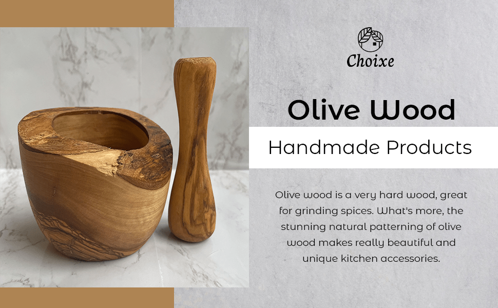 Olive Wood Rustic Mortar and Pestle - TonicTrove