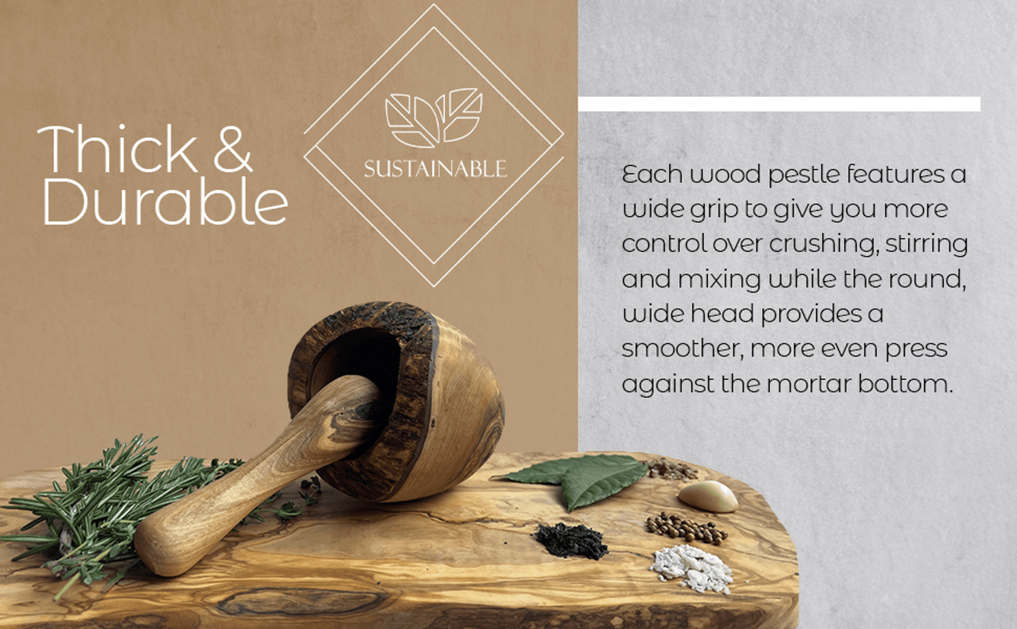 Olive Wood Rustic Mortar and Pestle - TonicTrove