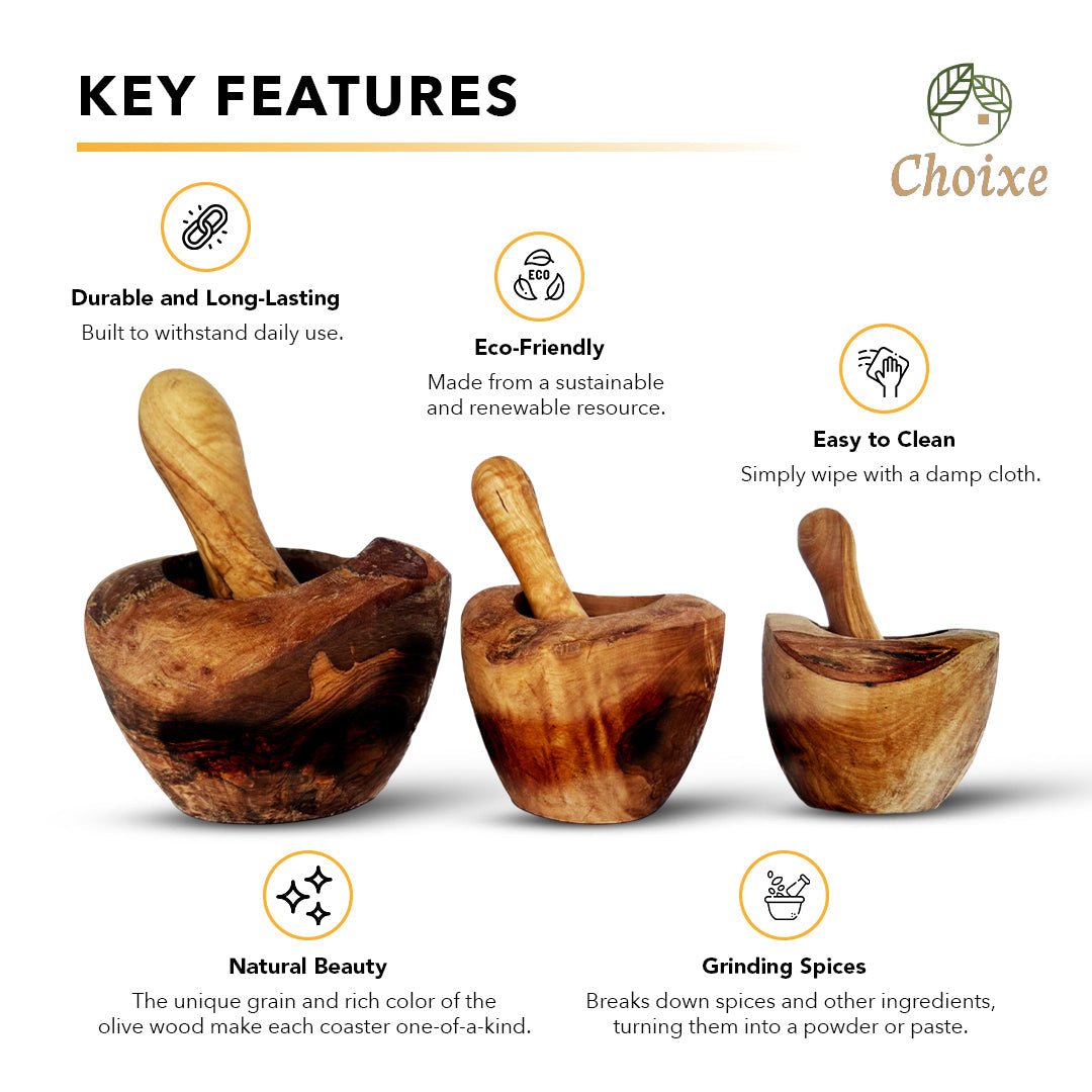Olive Wood Rustic Mortar and Pestle - TonicTrove