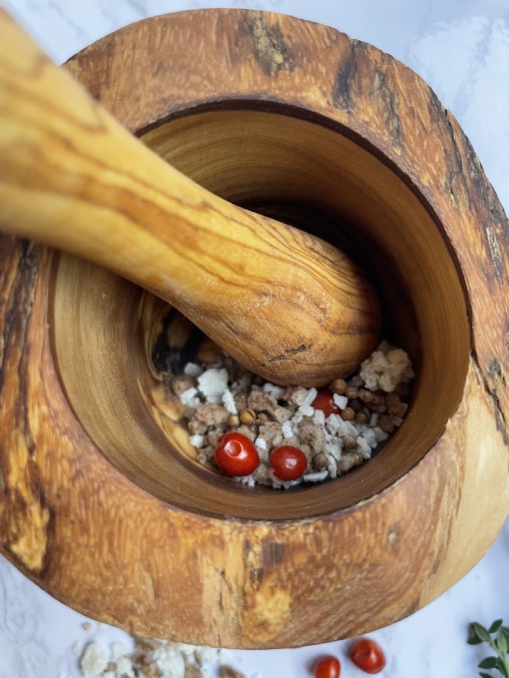 Olive Wood Rustic Mortar and Pestle - TonicTrove