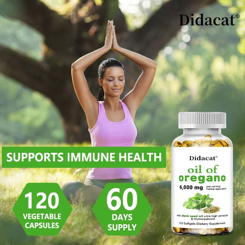Oregano Oil Softgels Capsules - Contains Black Seed Oil, Promotes Digestion & Intestinal Health, Antioxidant, Improve Immunity H - TonicTrove