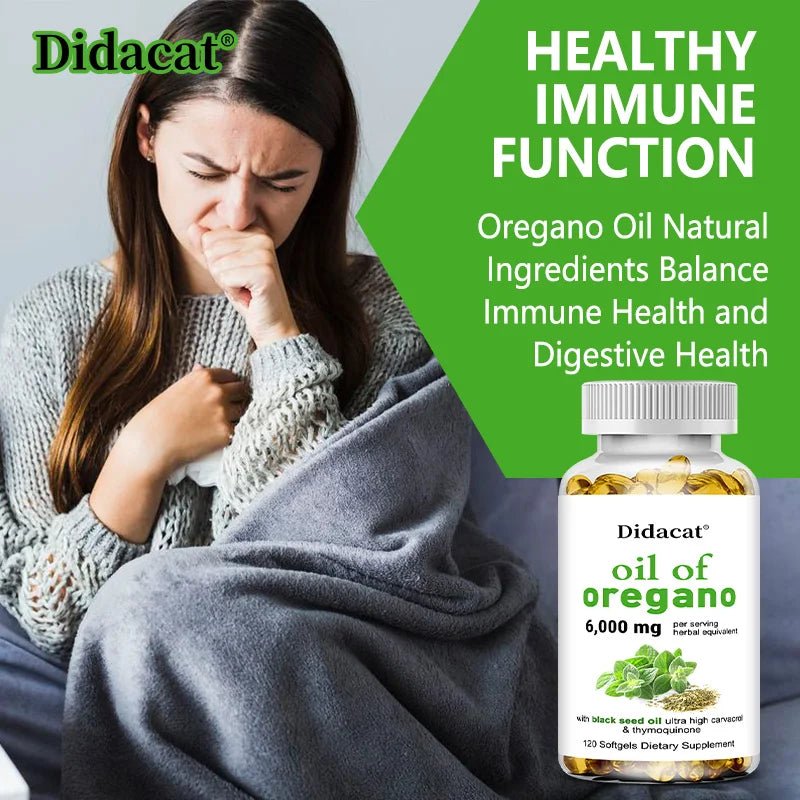 Oregano Oil Softgels Capsules - Contains Black Seed Oil, Promotes Digestion & Intestinal Health, Antioxidant, Improve Immunity H - TonicTrove