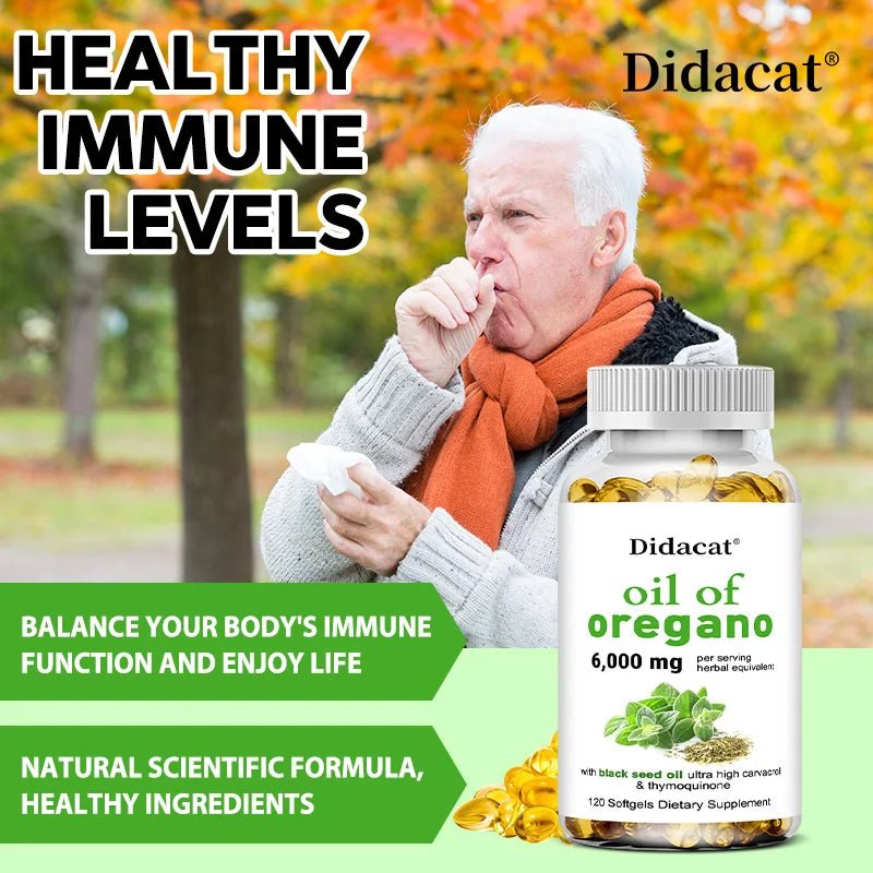 Oregano Oil Softgels Capsules - Contains Black Seed Oil, Promotes Digestion & Intestinal Health, Antioxidant, Improve Immunity H - TonicTrove