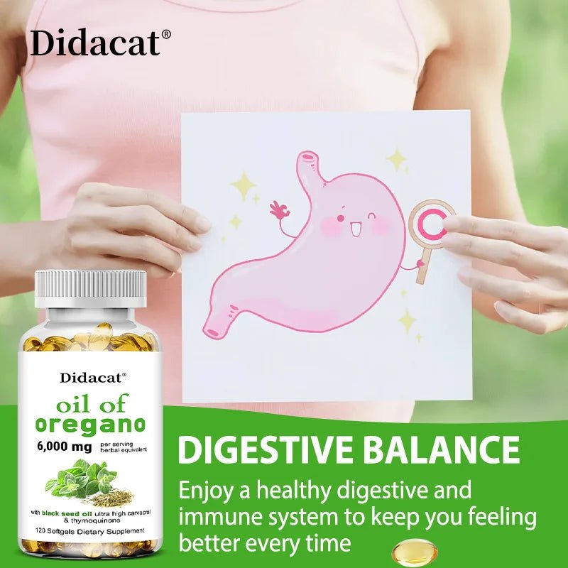 Oregano Oil Softgels Capsules - Contains Black Seed Oil, Promotes Digestion & Intestinal Health, Antioxidant, Improve Immunity H - TonicTrove