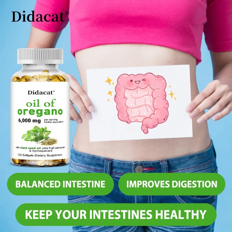 Oregano Oil Softgels Capsules - Contains Black Seed Oil, Promotes Digestion & Intestinal Health, Antioxidant, Improve Immunity H - TonicTrove