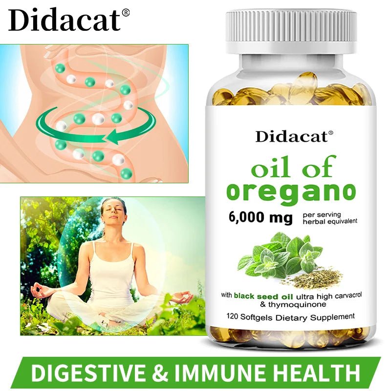 Oregano Oil Softgels Capsules - Contains Black Seed Oil, Promotes Digestion & Intestinal Health, Antioxidant, Improve Immunity H - TonicTrove