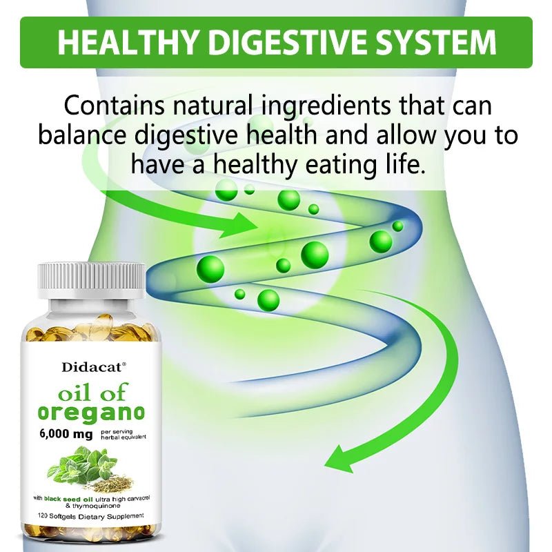 Oregano oil softgels for intestinal health, antioxidant, digestive health, immune support - TonicTrove