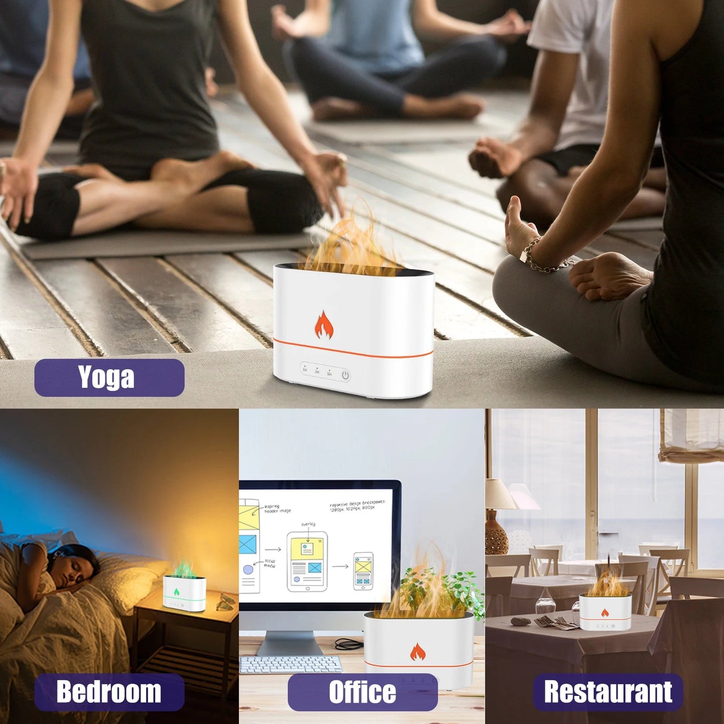 Relaxing flame Colourful humidifier - TonicTrove