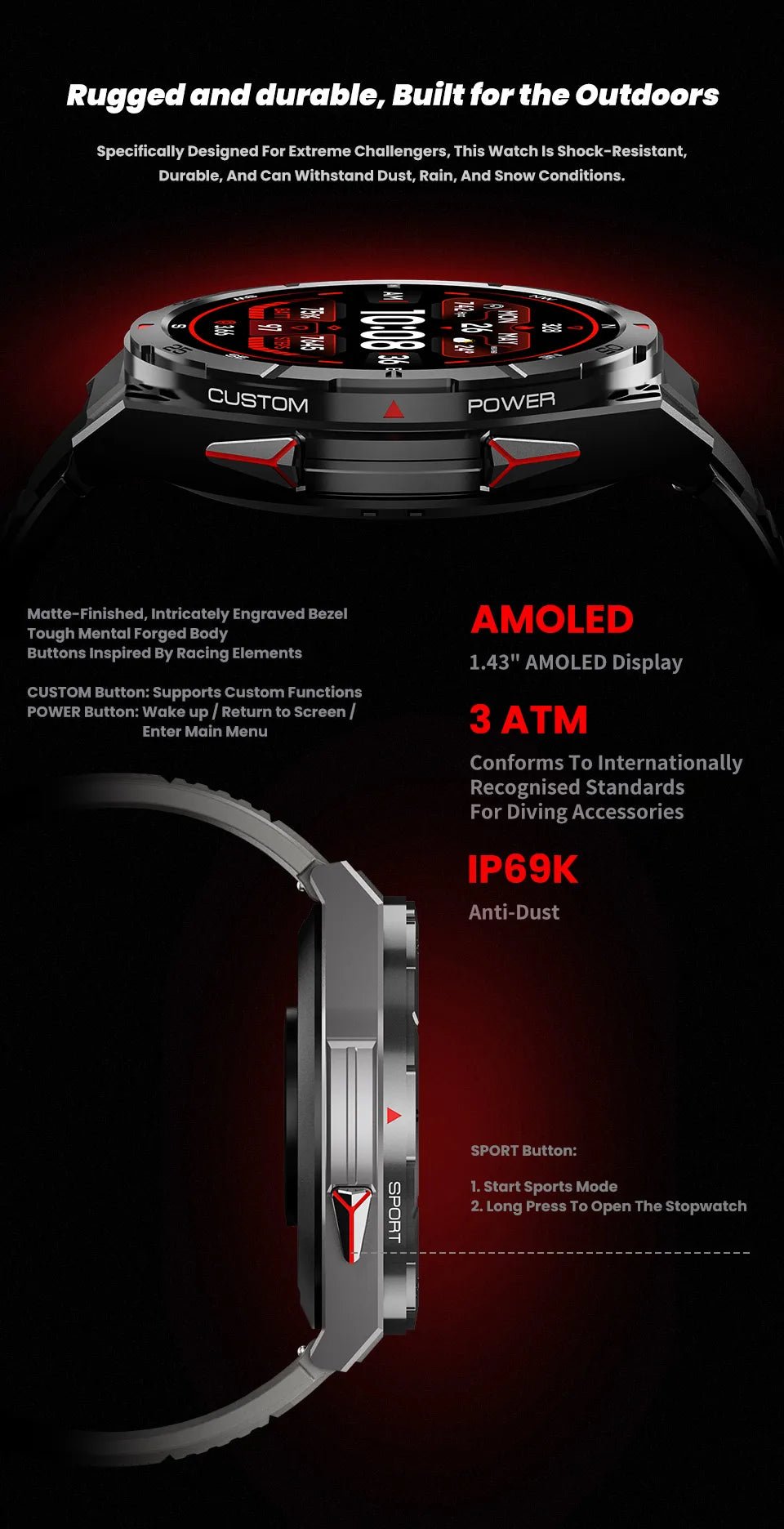 T - Rex 3 Smart watch (with GPS) - TonicTrove