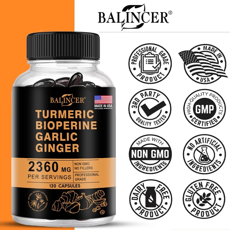 Turmeric Ginger Supplement for Digestive Health, Immune Health, Inflammation and Joint Health Powerful Formula - TonicTrove
