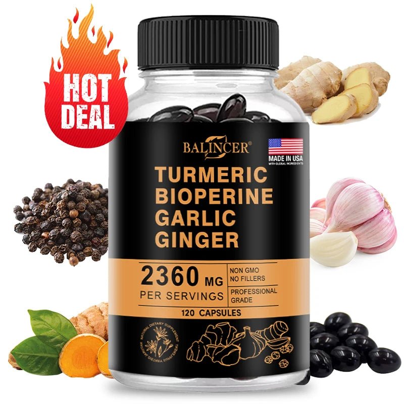 Turmeric Ginger Supplement for Digestive Health, Immune Health, Inflammation and Joint Health Powerful Formula - TonicTrove