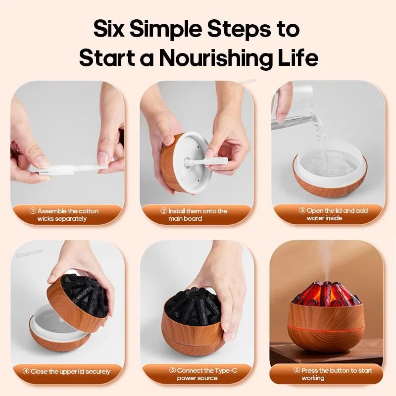 USB Mini Home Small - Scale Aromatherapy Humidifier with Flame Simulation, Customized Gift Portable Essential Oil Diffuser - TonicTrove