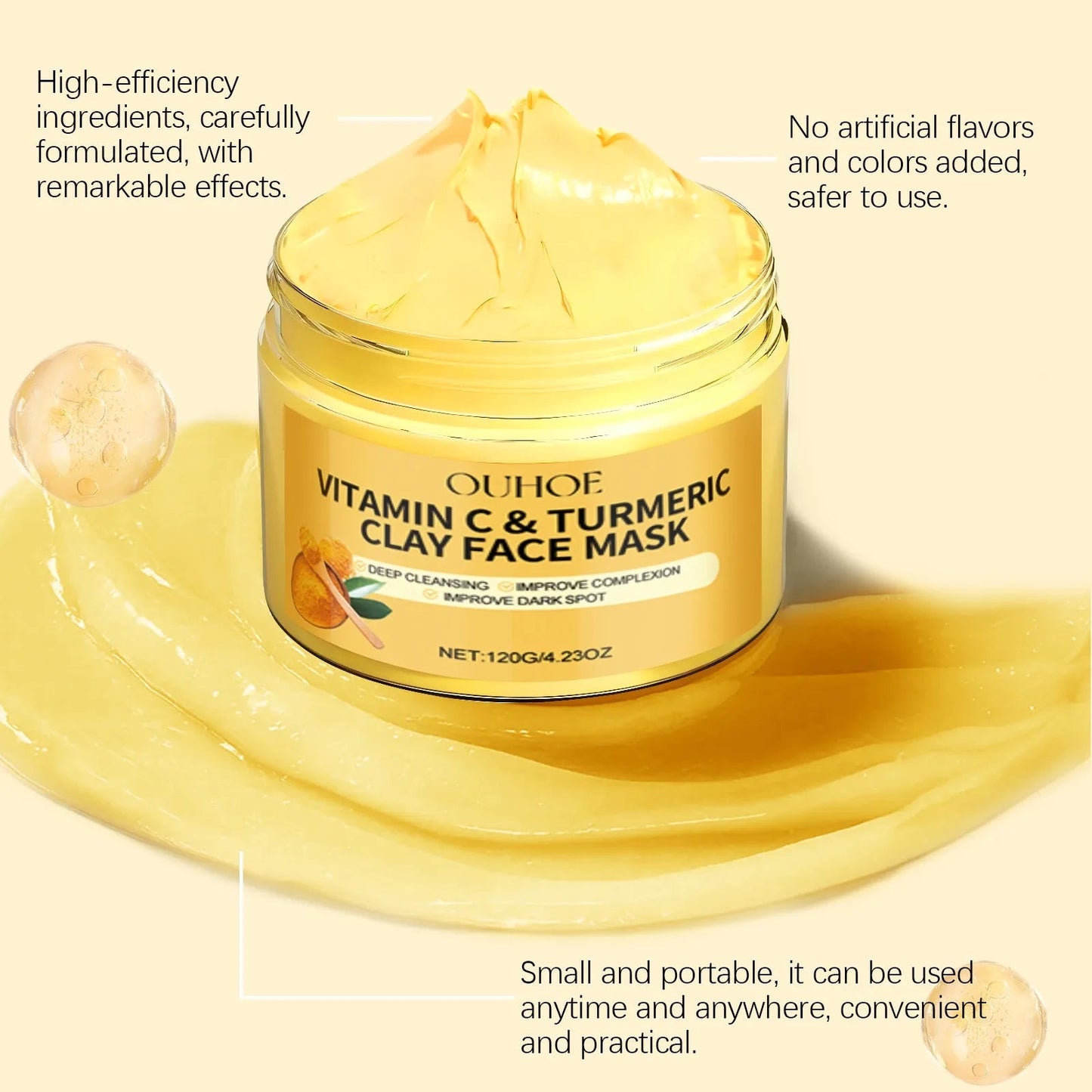 Vitamin C Exfoliating facial mask Turmeric Exfoliating facial mask Improve Pore Deep Cleaning facial mask Apply facial mask - TonicTrove