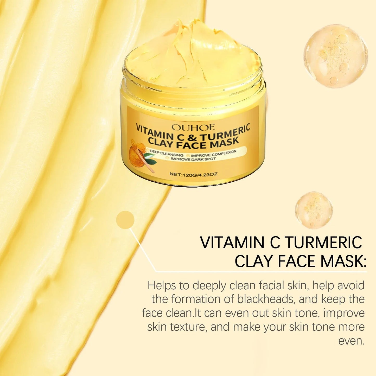 Vitamin C Exfoliating facial mask Turmeric Exfoliating facial mask Improve Pore Deep Cleaning facial mask Apply facial mask - TonicTrove