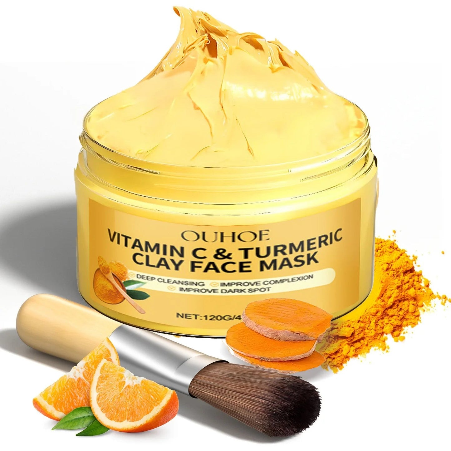 Vitamin C Exfoliating facial mask Turmeric Exfoliating facial mask Improve Pore Deep Cleaning facial mask Apply facial mask - TonicTrove