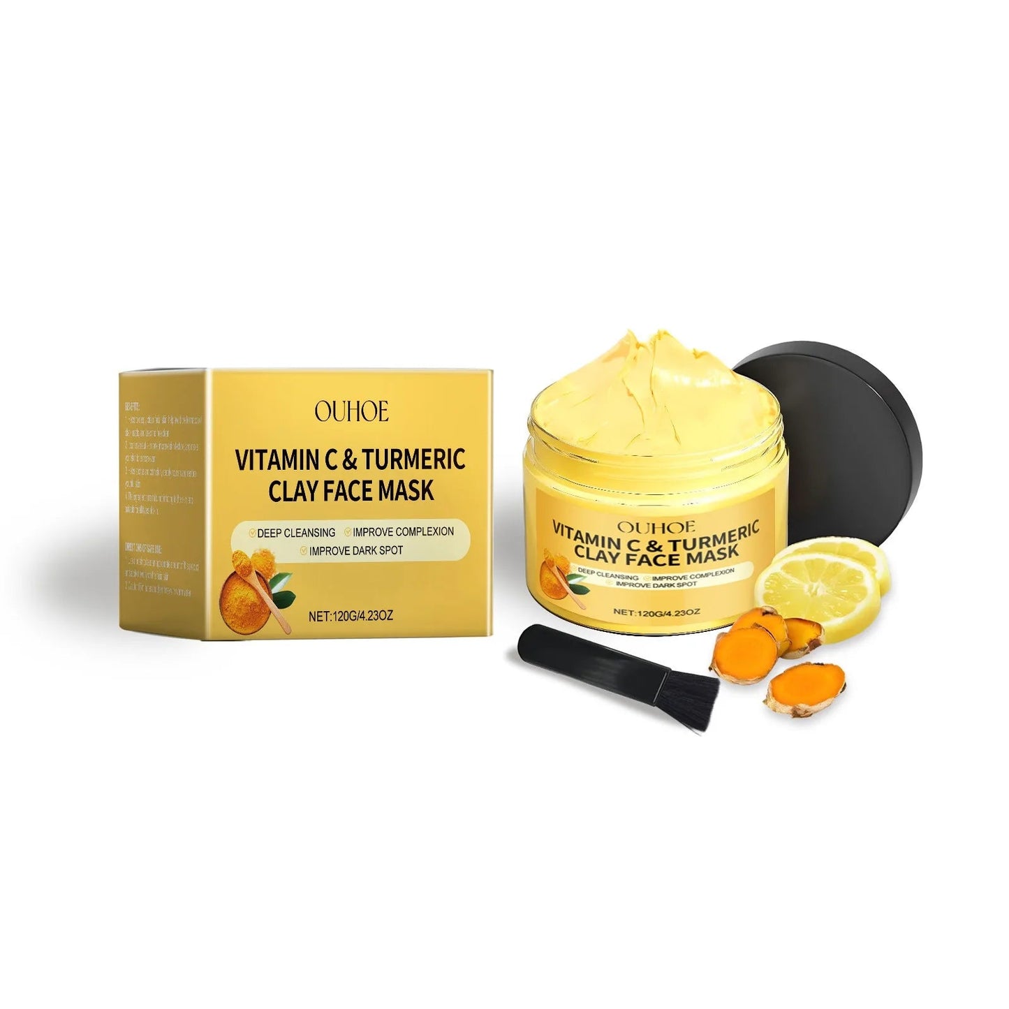 Vitamin C Exfoliating facial mask Turmeric Exfoliating facial mask Improve Pore Deep Cleaning facial mask Apply facial mask - TonicTrove