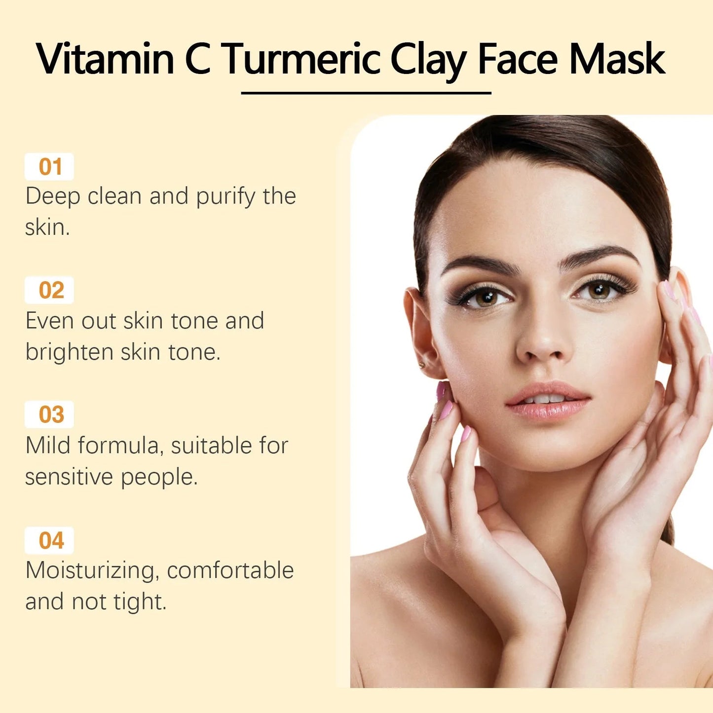 Vitamin C Exfoliating facial mask Turmeric Exfoliating facial mask Improve Pore Deep Cleaning facial mask Apply facial mask - TonicTrove