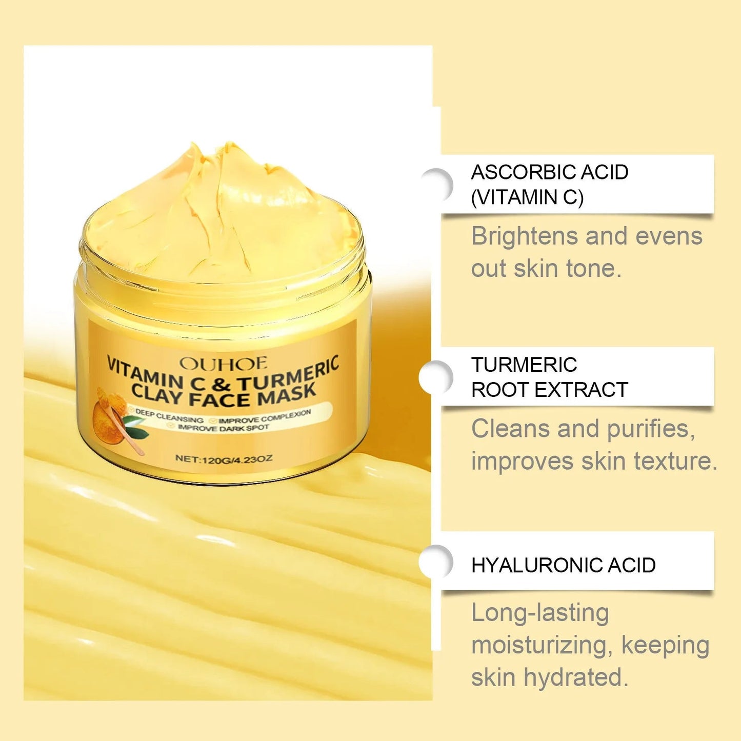 Vitamin C Exfoliating facial mask Turmeric Exfoliating facial mask Improve Pore Deep Cleaning facial mask Apply facial mask - TonicTrove