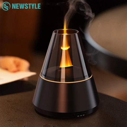 New Home Mini Simulated Candle Flame Aroma Diffuser with Colorful Night Lights 150ml Water Tank USB Air Humidifier 3 - speed Timer - TonicTrove